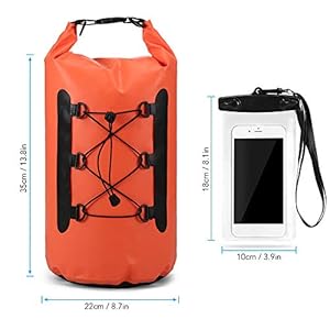 Lixada wasserdichte Tasche, 15 l, Rucksack, wasserdicht, Telefontasche, Rolltasche, Top, Trockentasche, für Kajaking, Angeln, Surfen, Schwimmen, Rafting 3 Schnorchelmasken 41YoUaaFSRL. SS300 Ergonomischer Packsack: Mit zwei verstellbaren Schultergurten zum bequemen Tragen. Das elastische Seil zum Halten von Kleidung oder Accessoires.
Perfekte Größe: 15L Packsack (13,8 * 8,7 Zoll) mit großer Kapazität. Die Handytasche (8,1 * 3,9 Zoll) ist für Telefone mit einer Bildschirmdiagonale von bis zu 6 Zoll geeignet.
Wasserdicht: Der Packsack besteht aus wasserdichter robuster 500D PVC-Plane mit wasserdichter Beschichtung. Die wasserdichte Handytasche besteht aus hochwertigem ABS + PVC mit verstärktem Verschlusssystem, das vor Wasser, Schmutz, Staub und Schlamm schützt.