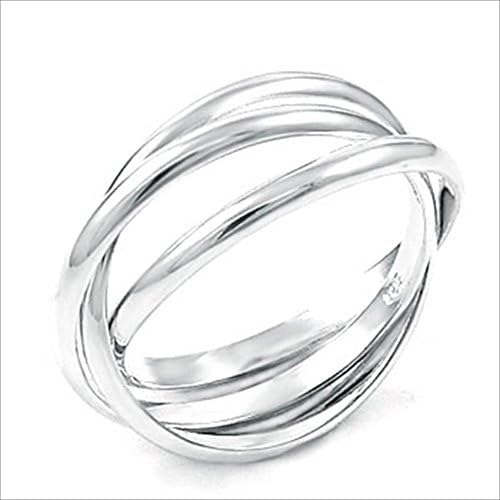 Wedding Band 3 Intertwined 1.5 mm wide Solid .925 Silver ring designer