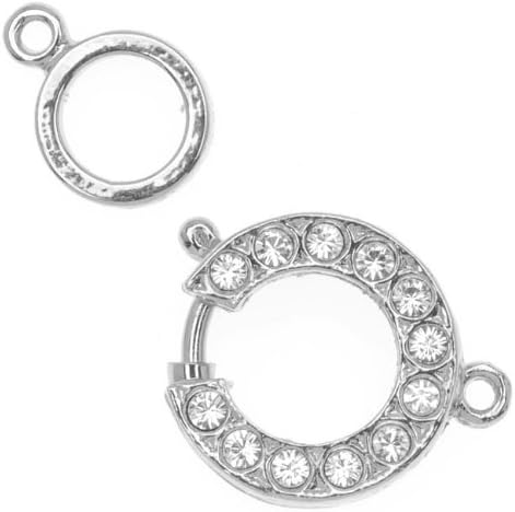 Elegant Elements Rhodium Plated Spring Ring Clasp Set with 12 Swarovksi Crystals 15mm (1)