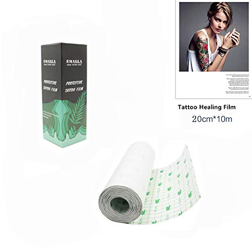 Tattoo Bandage Roll - Yakecan 7.8" x 10 Yard Tattoo Film Waterproof Breathable Transparent Tattoo Healing Bandages Free Cutting and Safety Antibacterial Bandage Tattoo Supplies