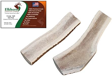 X Large, Split, Twin Pack - Grade A Premium Elk Antler Chews for 50+ lb dogs – Naturally shed from wild elk – No Mess, No Odor – – Made in the USA