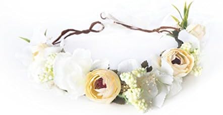 Montpelle Flower Headband Crown for Women - Boho Festival White Flowers Halo