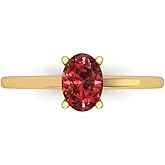 Clara Pucci 14K Solid Gold Engagement Ring for Women | 1 cttw Garnet Oval Cut Solitaire | Real Yellow Gold Wedding Ring