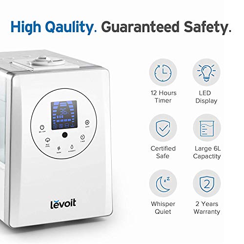 LEVOIT Humidifier Ultrasonic Warm and Cool Mist, 6L, Remote Humidity