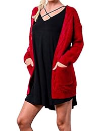 Misassy - Sudadera de punto grueso para mujer, con bolsillos