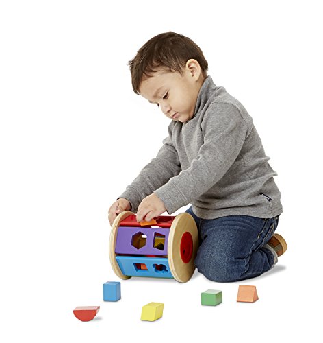 Melissa & Doug Match and Roll Shape Sorter - Classic Wooden Toy