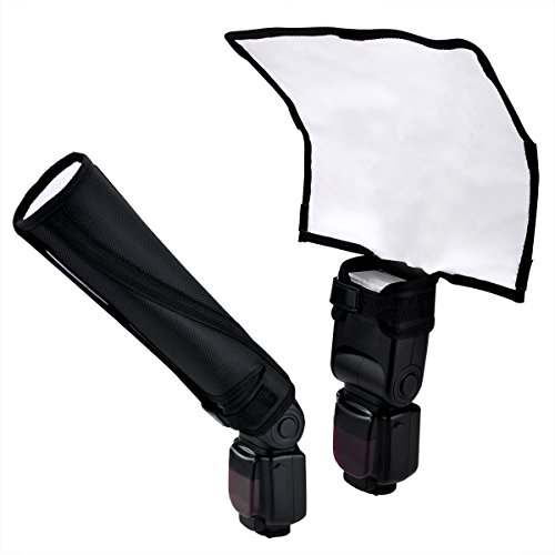 Veatree Flash Diffuser Reflector Kit Bend Bounce Positionable Diffuser + Silver/White