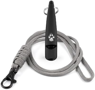The Dog Lady TDL Gun Dog Training Whistle with Lanyard Black Grey Rope