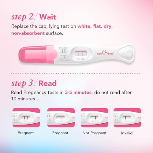 Easy@Home Early Detection Pregnancy Test: Long Absorbent Tip for Easy Sampling - Precise Results in 3-5 Minutes - Easy to Use Fast & Accurate Pregnancy Tests Stick - Pruebas De Embarazo - 5 Counts