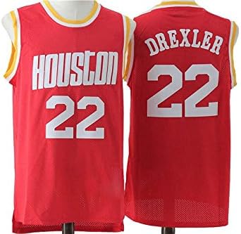 Houston Rockets #22 Clyde Drexler Mens Basketball Jerseys Red Retro L