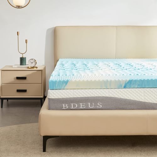sinweek 5-Zone Memory Foam Mattress Topper King Blue