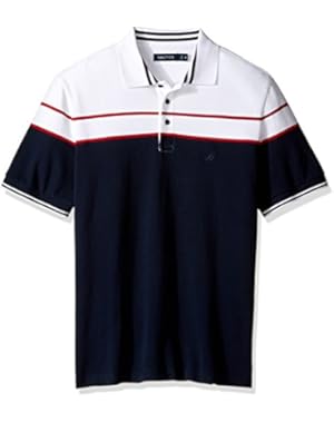 Men's Short Sleeve Color Block Polo Shirt, True Navy, X-Small
