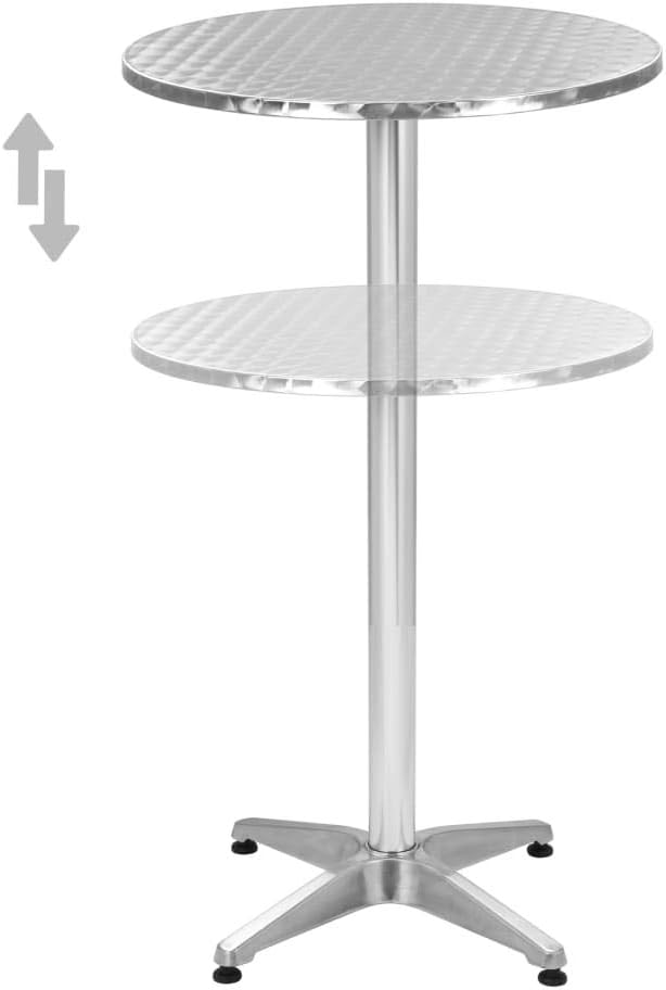 yorten Garden Table Bistro Sets Outdoor Patio Garden Table Bar Table Silver Aluminium 60 cm
