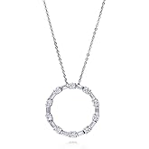 BERRICLE Sterling Silver Open Circle Pendant Necklace for Women, Cubic Zirconia CZ - Gold Flashed, Rhodium Plated Styles