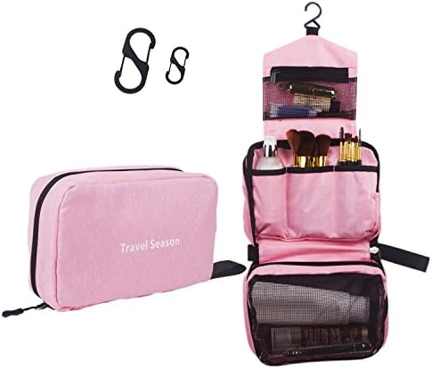 Toiletry Bag Waterproof Multifunction Hanging bag Portable Makeup Bag Travel Accessories bag, Personal Items bag- Use In Hotel, Home, Bathroom,Car, Airplane﹠Outdoor sold by YISEEK (Pink)