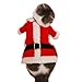 Bolbove Pet Christmas Santa Claus Suit Costume for Small Dogs Cats Jumpsuit Winter Coat Warm Clothes (Red, Medium)