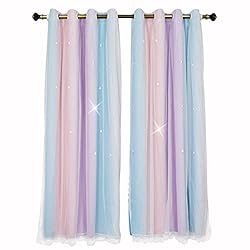 ZJXSNEH Gradient Double-Layered Drapes Blackout