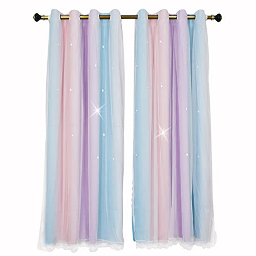 ZJXSNEH Gradient Double-Layered Drapes Blackout