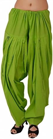 Stylenmart Parrot Green Cotton Semi Patiala Pants for Women