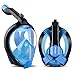 ORSEN Newest Snorkel Mask Foldable 180 Panoramic View Free Breathing Full Face Snorkeling Mask with Detachable Camera Mount, Dry Top Set Anti-Fog Anti-Leak for Adults & Kids (Black Blue, L/XL)
