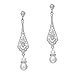 BABEYOND 1920s Vintage Wedding Pearl Dangle Drop Earrings Art Deco Gatsby Earrings (Style 5-Silver)