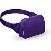 Bomvabe 1L Everywhere Belt Bag for Women Teen Girls Boys, Small Fanny Pack with Adjustable Belt 53", Waist Bag with Multiple Pockets, Crossbody Bag for Travel Gym Running Hiking Cycling, Purple