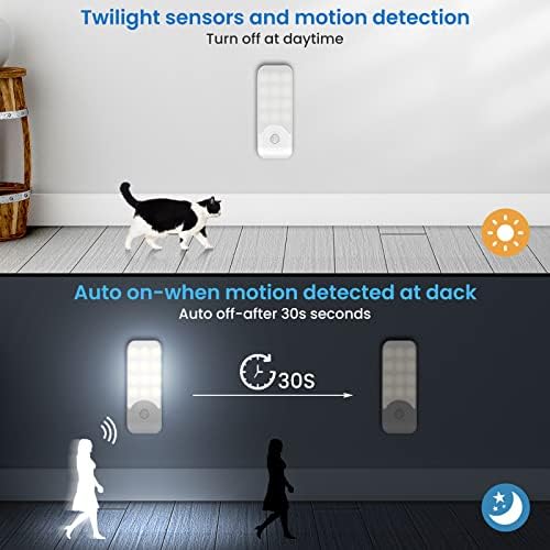 Candeeiro noturno recarregável com sensor de movimento (2 PCs com 24 LEDs), luzes com 3 modos, luz quente para roupeiro, armário, corredor, escada, cave, cozinha, garagem