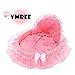 vmree Pet House Bed Pet Dog Puppy Princess Bows Lace Heart Bed Elegant Warm House (Pink)