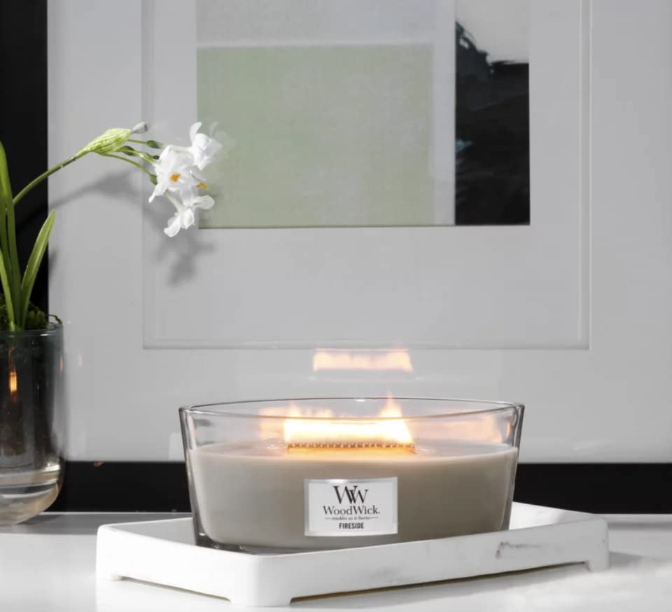 Woodwick Ellipse Scented Candle, Fireside, 16oz Up to 50 Hours Burn