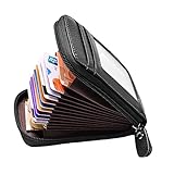 MaxGear RFID Blocking Wallet for Men and Women, Credit Card Holder Wallet for Travel and Work, Genuine Leather Accordion Style Credit Card Organizer with ID Window Small Black