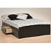 Prepac Series 9 Platform Storage Bed with Floating Headboard in Black - King, Bench not included