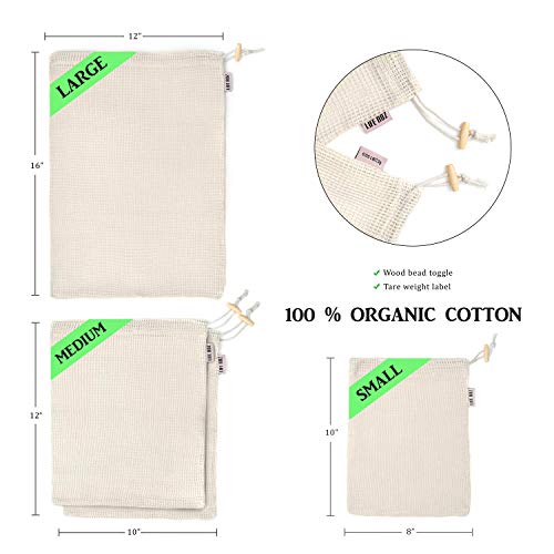 Beeswax Food Wrap and Reusable Produce Mesh Cotton Bags- Eco Friendly Free Plastic, Organic, Biodegradable, Sustainable Food Storage Wrappers, Zero Waste Alternative To Plastic Wraps By LifeRoz