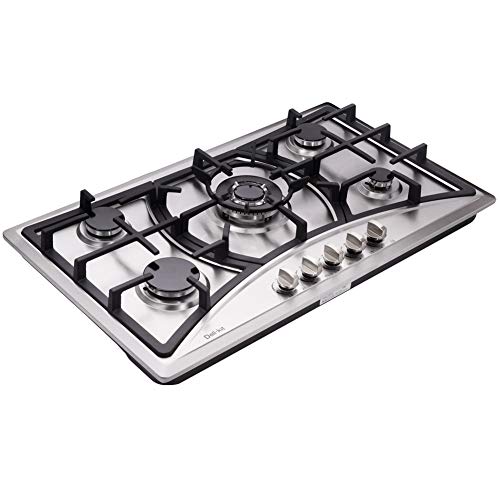 Delikit 34 Inch Gas Cooktop Dual Fuel Sealed 5 Burners Stainless Steel