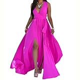 SheKiss Women's Sexy V Neck Long Maxi Chiffon Summer Plus Size Evening Dress