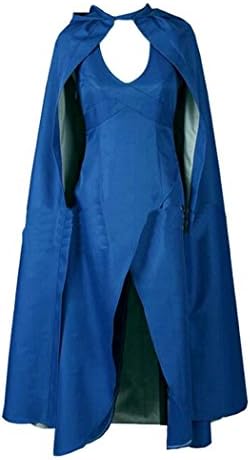 Women's Carnival Dress with Cloak Halloween Cosplay Party Costume Blue