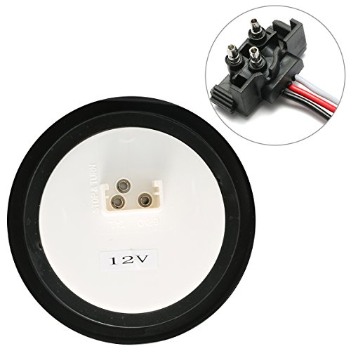 AMBOTHER 4'' Round 12-LED Truck Trailer Brake Stop Turn Marker Tail Light Flush Mount Back-Up Low Profile Light, Waterproof Tight Sealed Grommet Plug for RV Boat Truck Trailer Red DC 12V (Pack of 4)