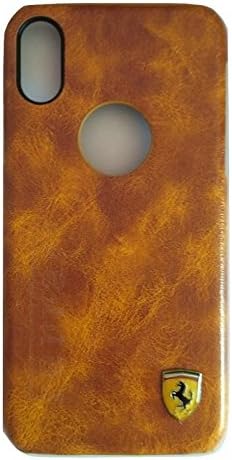 Ferrari Imprint Logo Cut Leather Back Case Cover for iPhone X