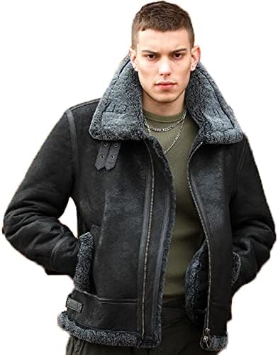 Mens Genuine Leather Motorcycle Jacket Pigskin Leather Air Force