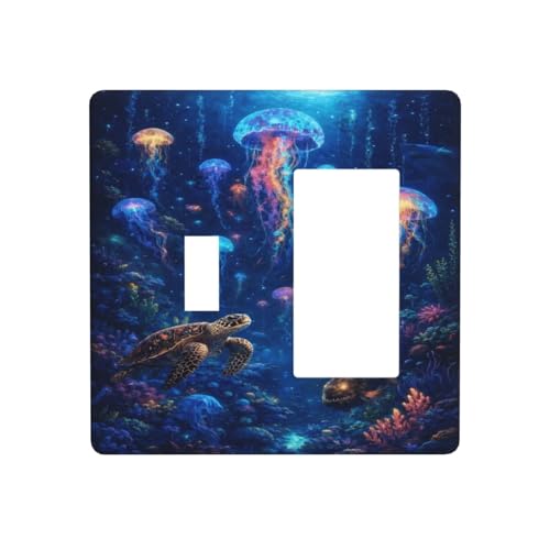 Jellyfish Sea Turtles 2 Gang Light Switch Cover Plate