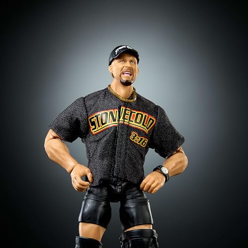 Mattel Mattel WWE Elite Series 122 "Stone Cold" Steve Austin Action Figure and Accessories Set with 6" Collectible Figure with 25Points of Articulation and Interchangeable Hands, JHT52