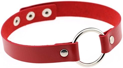 GAMT Woman Punk Style Rivet Leather Collar Neck Clavicle Necklace Red