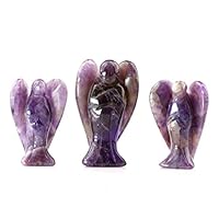 Hand Carved Gemstone Crystals Healing Pray Angel Set Decorative Status (Amethyst)