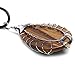Hongjintian Wire Wrapped Tree of Life Natural Grown Tiger Eye Gemstone Teardrop Pendant Necklace Healing Crystal Chakra Jewelry for Women
