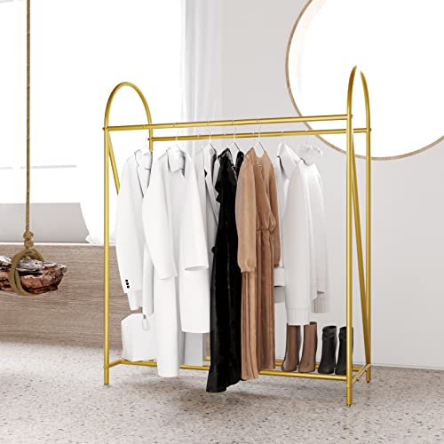HOMEKAYT Gold Clothing Rack Retail Display Heavy Duty Clothes Garment
