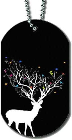 Deer Antler Birds - Dog Tag Necklace