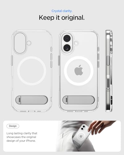 Spigen Ultra Hybrid S MagFit for iPhone 17 case cover with Kickstand [MagSafe compatible] - Clear White