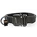 Pettom Tactical Dog Adjustable Collar Military Training Molle Nylon Dog Collar Leash With Handle Steel Buckle 1.0'' (S, Black)