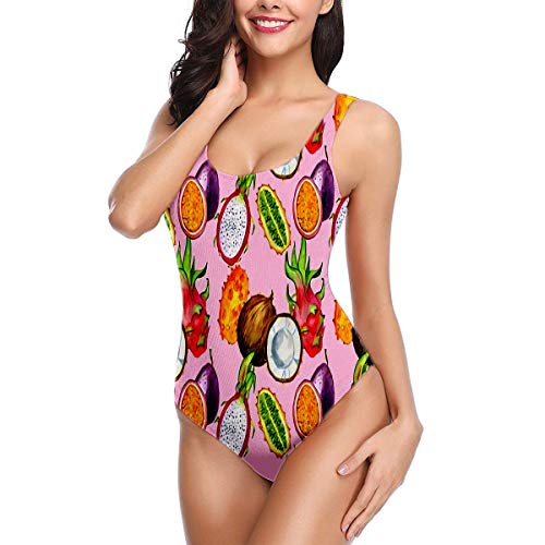 Womens Bikini Swimwear Tropical Exotic Fruits Dragon Fruit Passion Kiwano and Coconut Slice On Bikini Top s