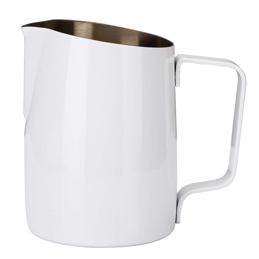 Dianoo Espresso Steaming Pitcher, Espresso Milk Frothing Pitcher Stainless Steel, Coffee Latte Art Cup 420ML White — image 1