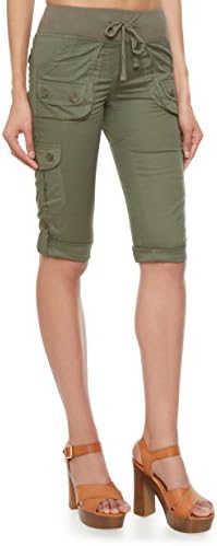 Helium London Womens Cotton Stretch Poplin Drawstring Capri Pants